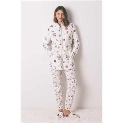 Bata corta polar blanco estampado Snoopy
