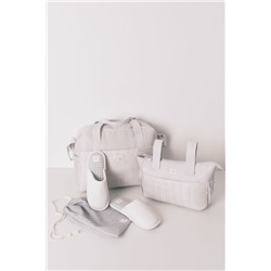 Bolso grande "maternity" cuadros vichy gris oscuro