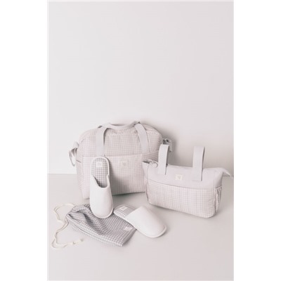 Bolso grande "maternity" cuadros vichy gris oscuro