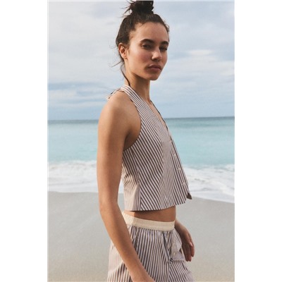 TOP CHALECO HALTER RAYAS