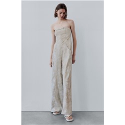 LINEN BLEND PRINTED JUMPSUIT