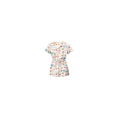 UA Lucky Elephants White Mock Wrap Scrub Top
