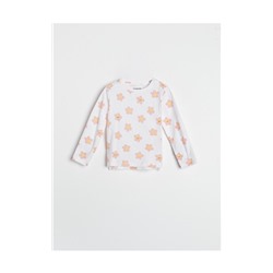 Bedrucktes Langarm-T-Shirt aus Baumwolle