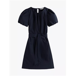 Puff-Sleeve Belted Dress