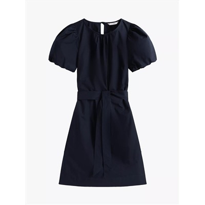 Puff-Sleeve Belted Dress