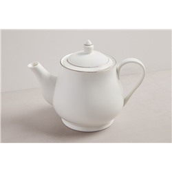 Чайник заварочный, 1 л, фарфор P, белый, с серебристым кантом, White Platinum, 63329