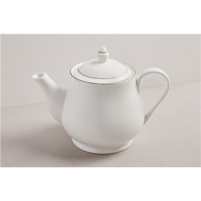 Чайник заварочный, 1 л, фарфор P, белый, с серебристым кантом, White Platinum, 63329