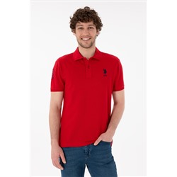 Erkek Slim Fit Polo Yaka Kırmızı Basic Tişört