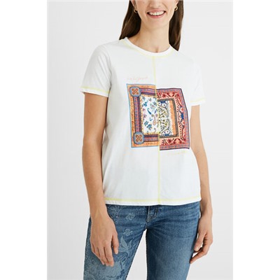 Camiseta patch paisley 100% algodón
