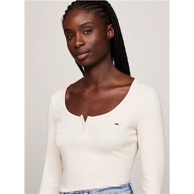 Tommy Jeans Ribbed Scoop-Neck Henley