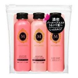 SHISEIDO Дорожный набор (шампунь, кондиционер, жидкое мыло) Ma Cherie, 3 бутылки в упаковке с zip-замком