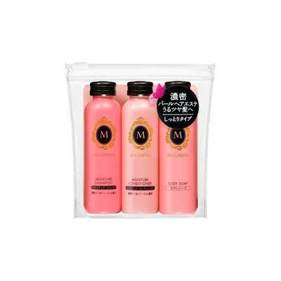 SHISEIDO Дорожный набор (шампунь, кондиционер, жидкое мыло) Ma Cherie, 3 бутылки в упаковке с zip-замком