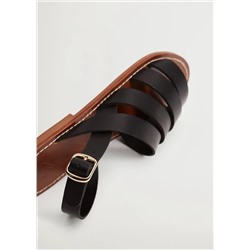 Sandalia piel tiras -  Mujer | MANGO OUTLET Melilla