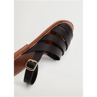 Sandalia piel tiras -  Mujer | MANGO OUTLET Melilla