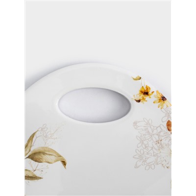 Подставка под горячее, 20х15 см, керамика/пробка, белая, Тыквы, Light pumpkin