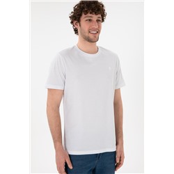 Erkek Regular Fit Bisiklet Yaka Beyaz Basic Tişört
