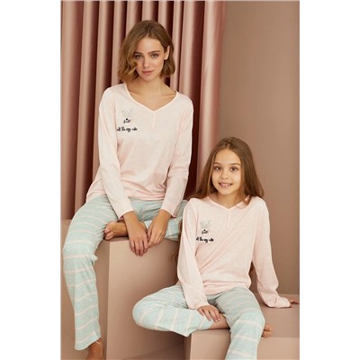 Siyah İnci Pamuklu Likralı Pijama Takım 22263274