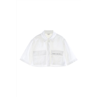 Camisa corta de lino Blanco