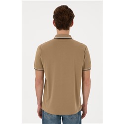 Erkek Regular Fit Polo Yaka Haki Basic Tişört