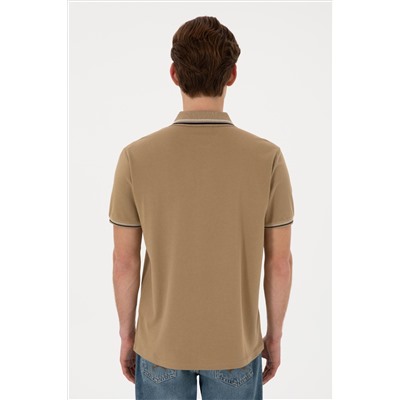 Erkek Regular Fit Polo Yaka Haki Basic Tişört