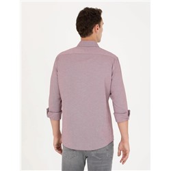 Bordo Slim Fit Uzun Kollu Gömlek
