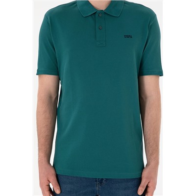 Erkek Regular Fit Polo Yaka Koyu Yeşil Basic Tişört