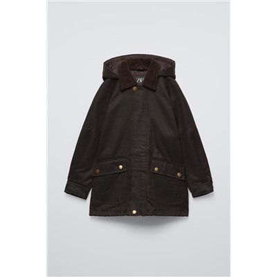 DETACHABLE HOODED WAXED JACKET
