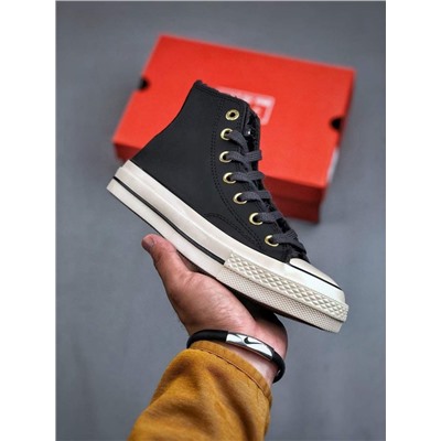 Новый зимний стиль с золотой пряжкой из кожи и меха версия Convers*e CHUCK 70 plus