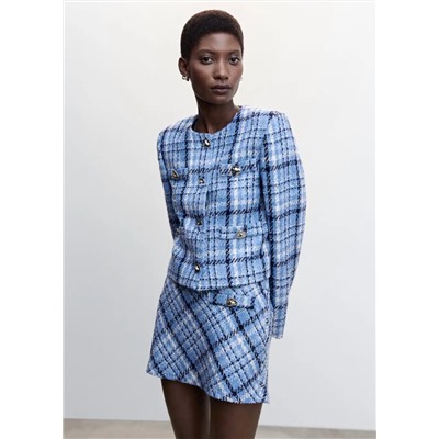 Minifalda tweed cuadros  -  Mujer | MANGO OUTLET Melilla