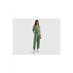 United Colors of Benetton Kadın Yeşil Mix %100 Viskoz Çicek Desenli Gömlek 123P53UEDQ032-71J