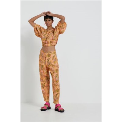 Blusa cropped tropical