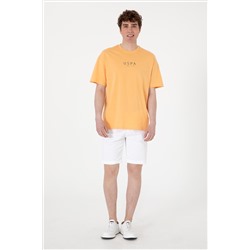 Erkek Oversize Fit Bisiklet Yaka Turuncu Tişört