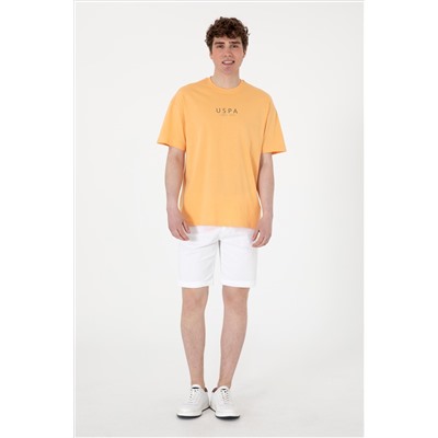 Erkek Oversize Fit Bisiklet Yaka Turuncu Tişört