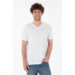 Erkek Regular Fit  V Yaka Antrasit Basic Tişört