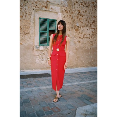 MIDI CREPE BELT DRESS