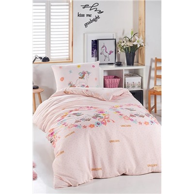 Ev & Ev Home Junior Nevresim Seti Tek Kişilik Unicornlar Pembe Ep-022034