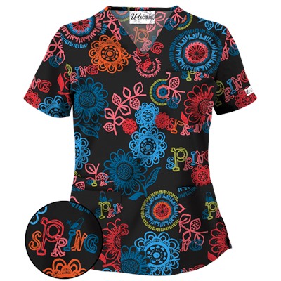 UA Spring Out Black Scrub Top