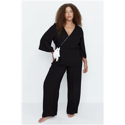 Trendyol Curve Siyah Dokuma Pijama Takımı TBBAW23AI00032