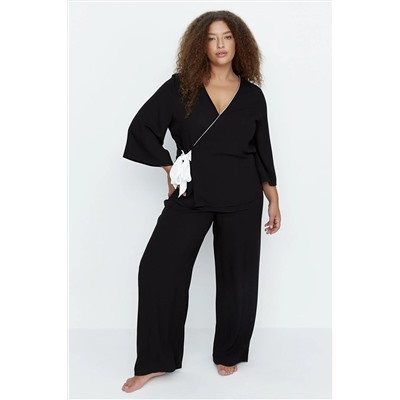 Trendyol Curve Siyah Dokuma Pijama Takımı TBBAW23AI00032