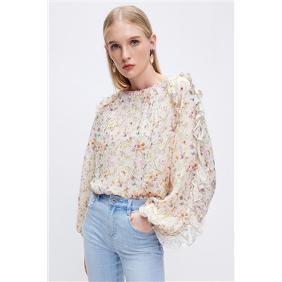 Blusa de seda Beige