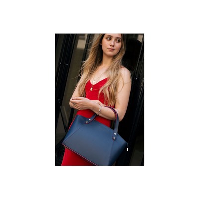 Bolso de piel Parl Azul marino y rojo