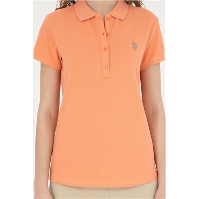 Kadın Somon Basic Polo Yaka Tişört