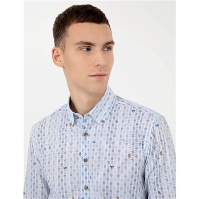 Mavi Slim Fit Uzun Kollu Gömlek