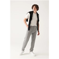 Avva Erkek Gri Beli Lastikli Bağcıklı Keten Dokulu Yandan Cepli Relaxed Fit Rahat Kesim Chino Pantolon A3 A31Y3053