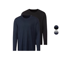 LIVERGY® Herren Langarmshirt, 2 Stück, mit Rundhalsausschnitt