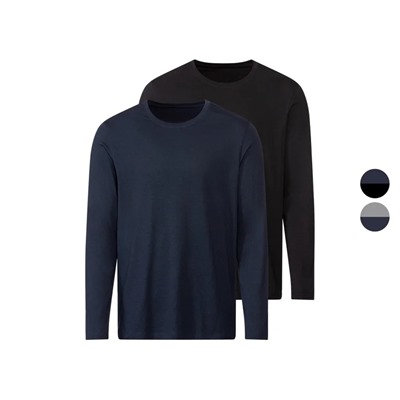LIVERGY® Herren Langarmshirt, 2 Stück, mit Rundhalsausschnitt