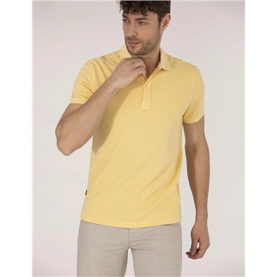 Açık Sarı Slim Fit Polo Yaka Tişört