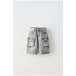 MULTI-POCKET DENIM BERMUDA SHORTS