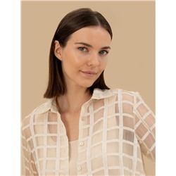 Krem Comfort Fit Uzun Kollu Gömlek