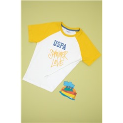 Erkek Çocuk Beyaz Bisiklet Yaka Tişört